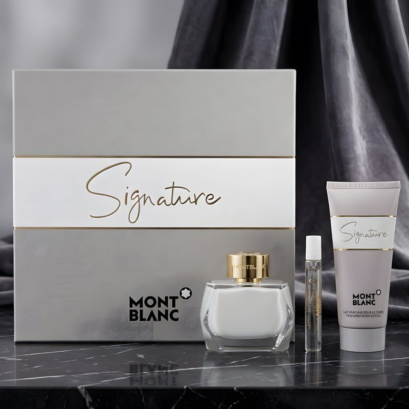 Giftset Montblanc Signature 3 Món – Hương Hoa Xạ Hương, Dưỡng Thể Thơm Mịn Lưu Hương Tốt
