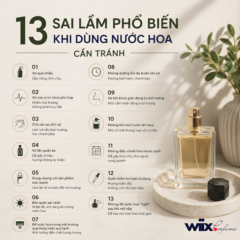 sai lầm phổ biến khi dùng nước hoa